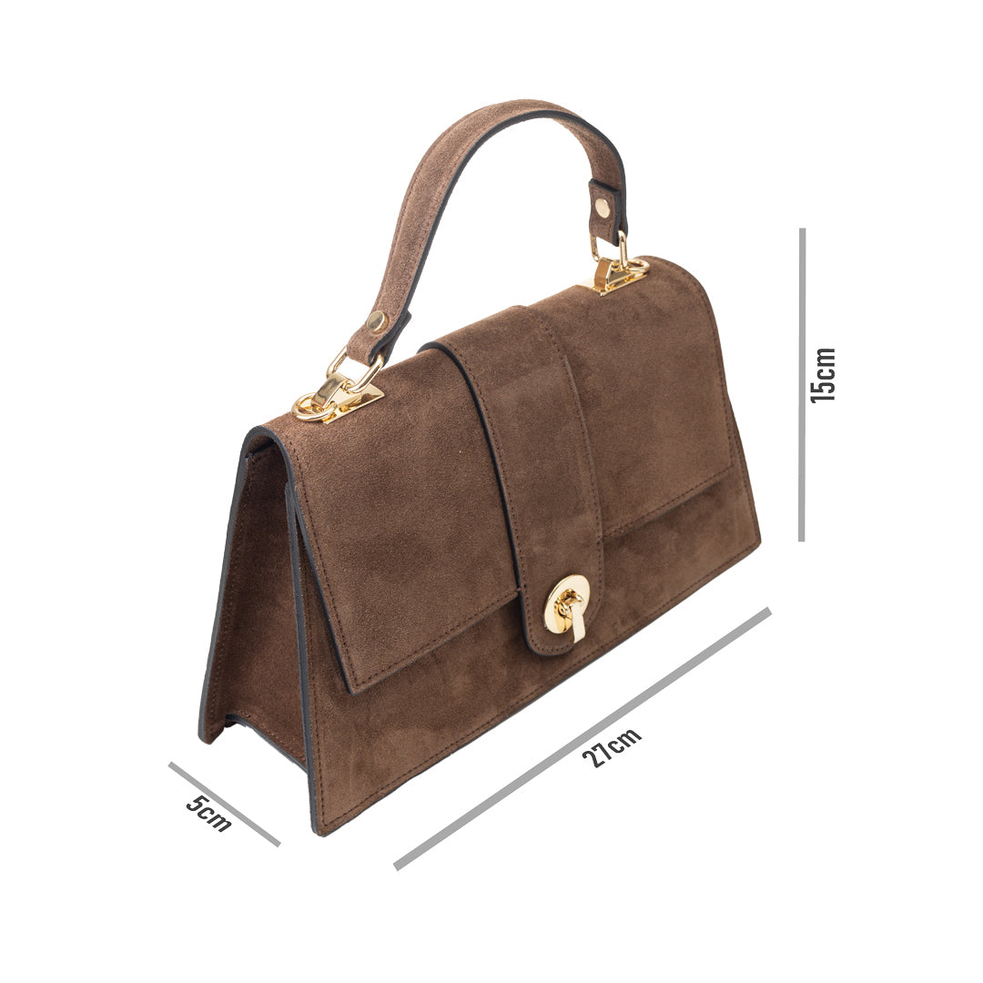 Damenhandtasche aus braunem Echtleder Verona