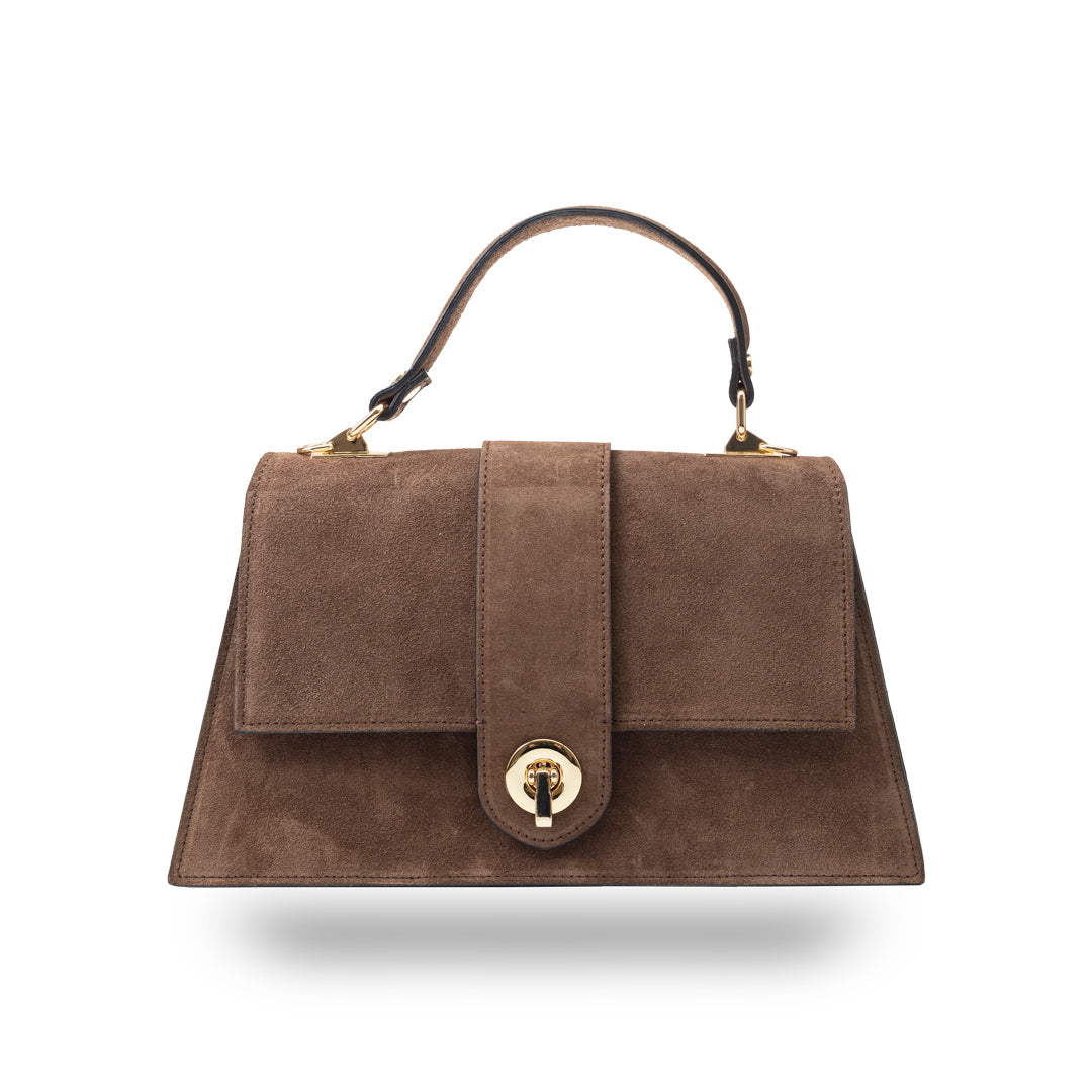 Damenhandtasche aus braunem Echtleder Verona