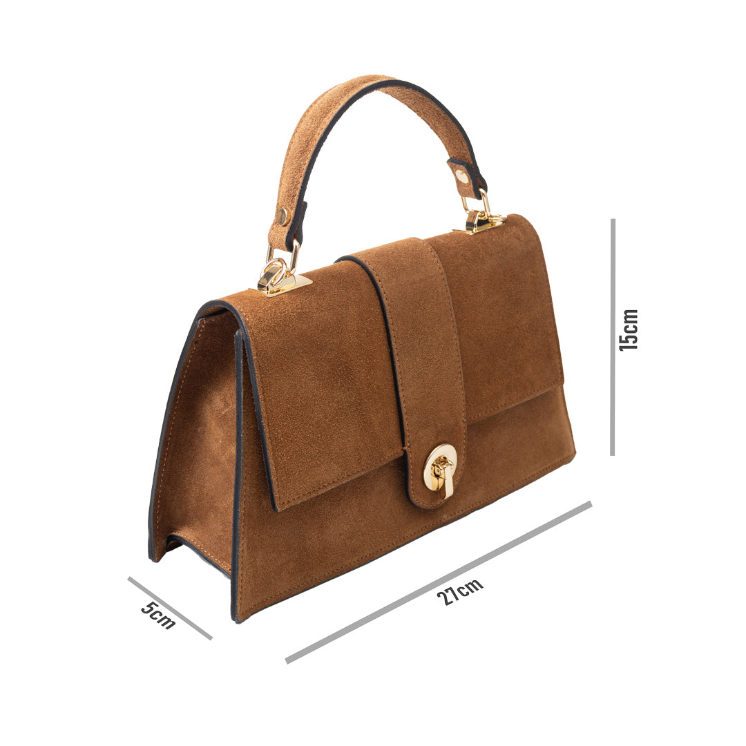 Sac à main en cuir véritable marron clair pour femme Verona