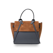 Damenhandtasche aus echtem braun-grauem Leder Erika