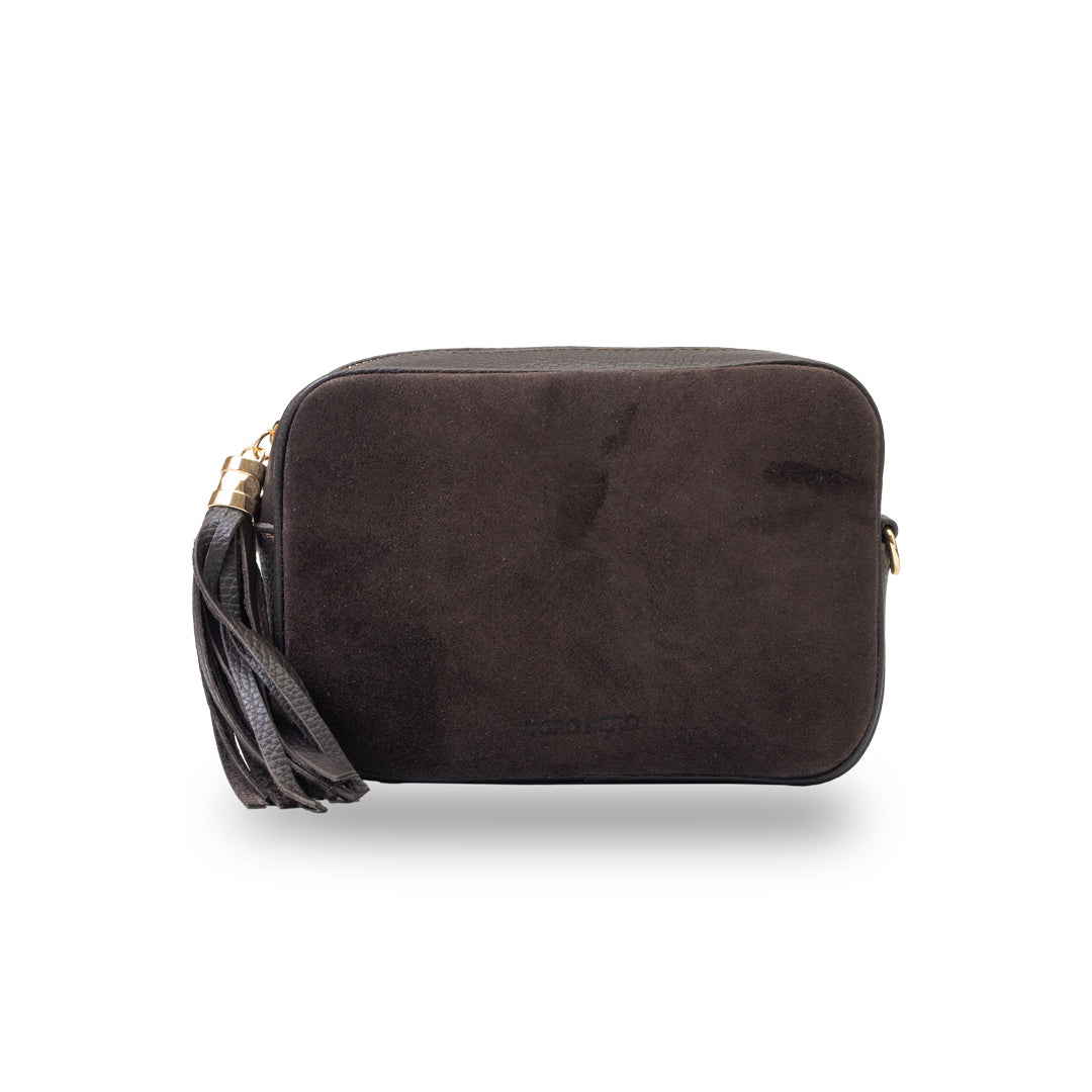 Damenhandtasche aus dunkelbraunem Echtleder Ancuta