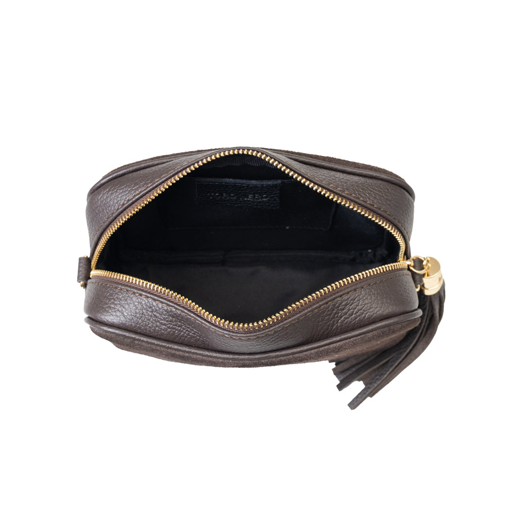 Damenhandtasche aus dunkelbraunem Echtleder Ancuta