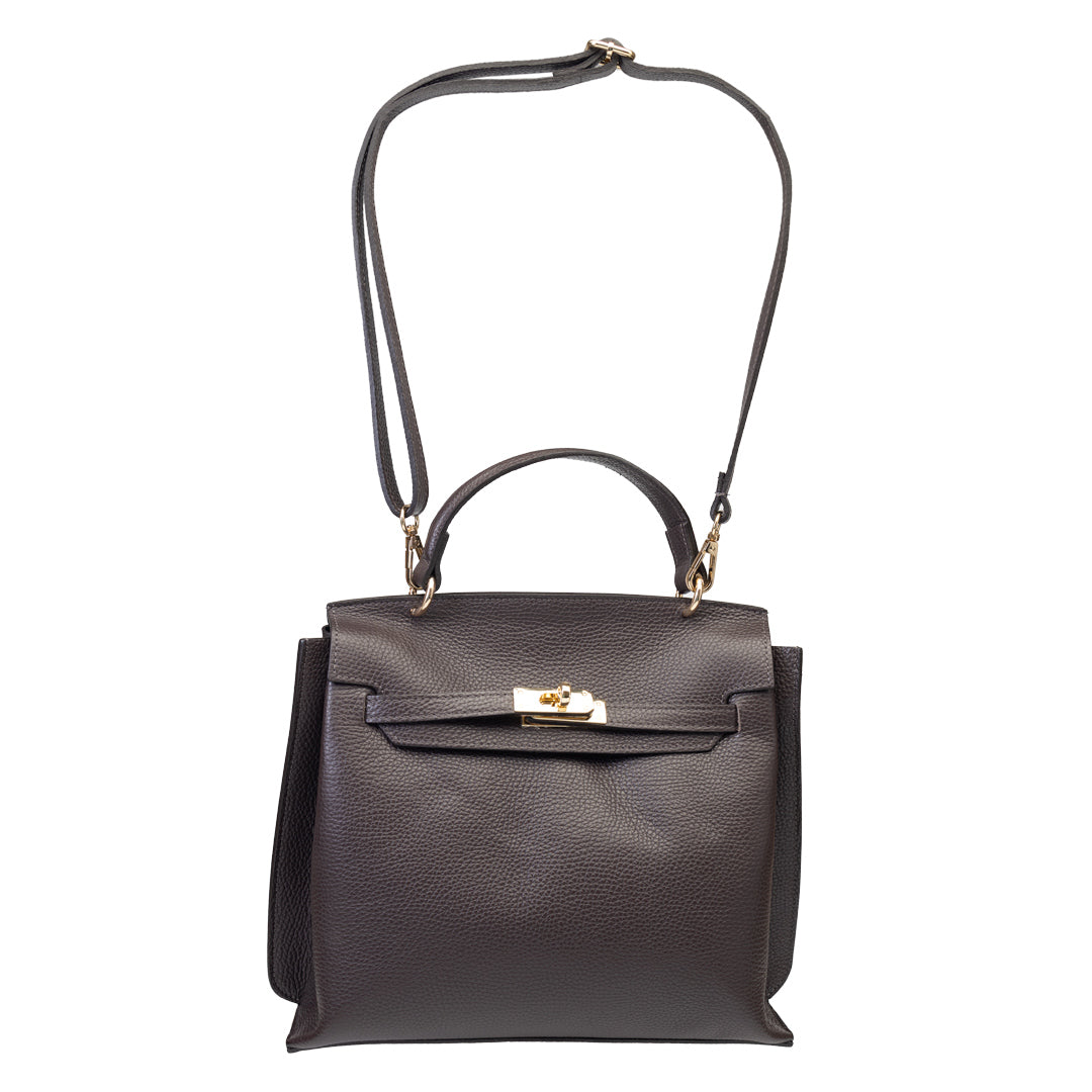 Borsa da donna in vera pelle marrone scuro Raluca