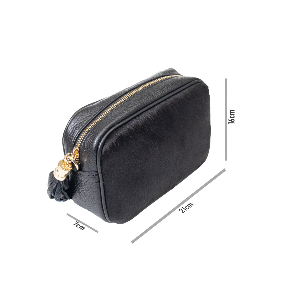 Borsa da donna in pelle naturale nera Adela