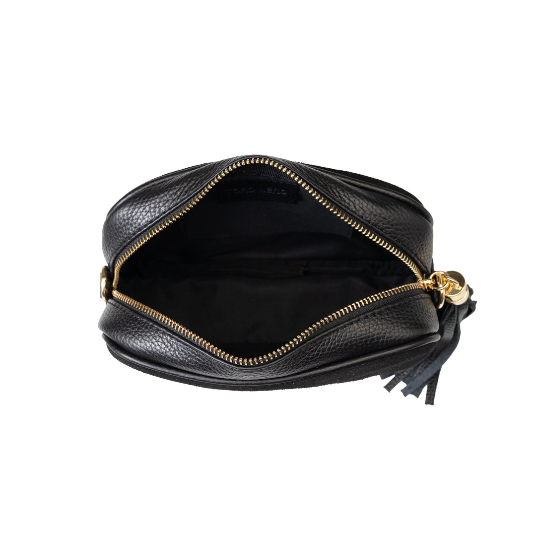 Damenhandtasche aus echtem Leder, schwarz Ancuta