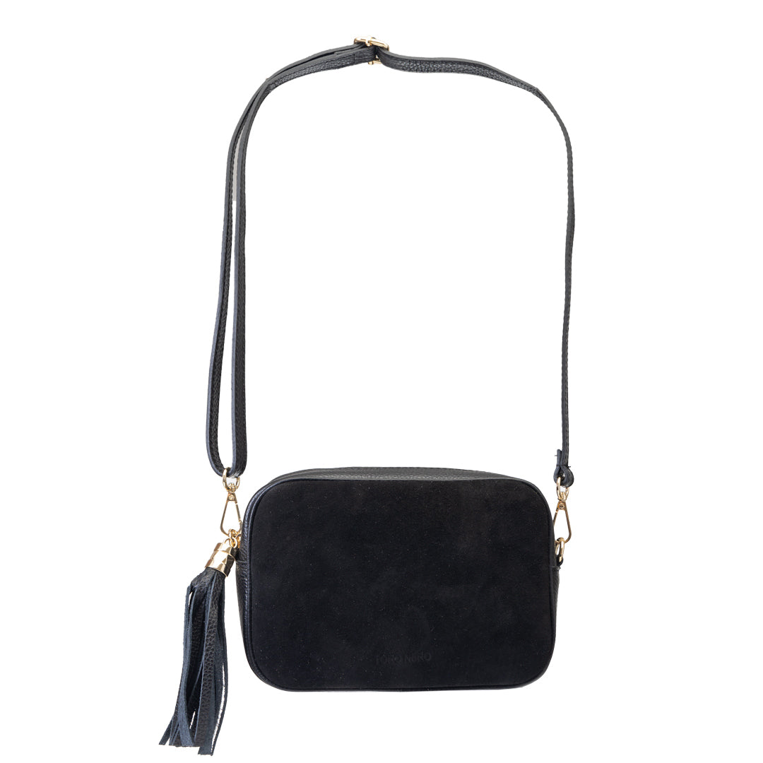 Damenhandtasche aus echtem Leder, schwarz Ancuta