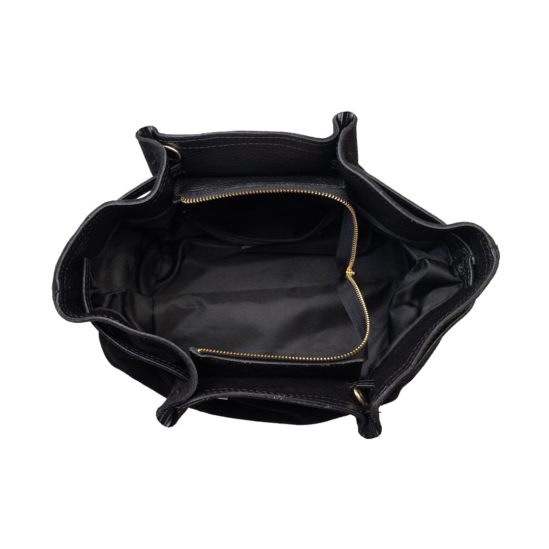 Women's bag made of black genuine leather Elena