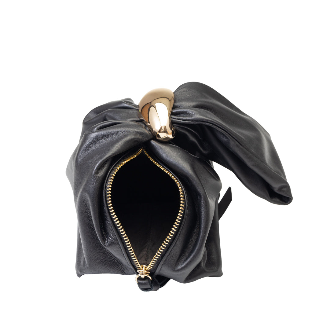 Damenhandtasche aus echtem Leder, schwarz, Eliza