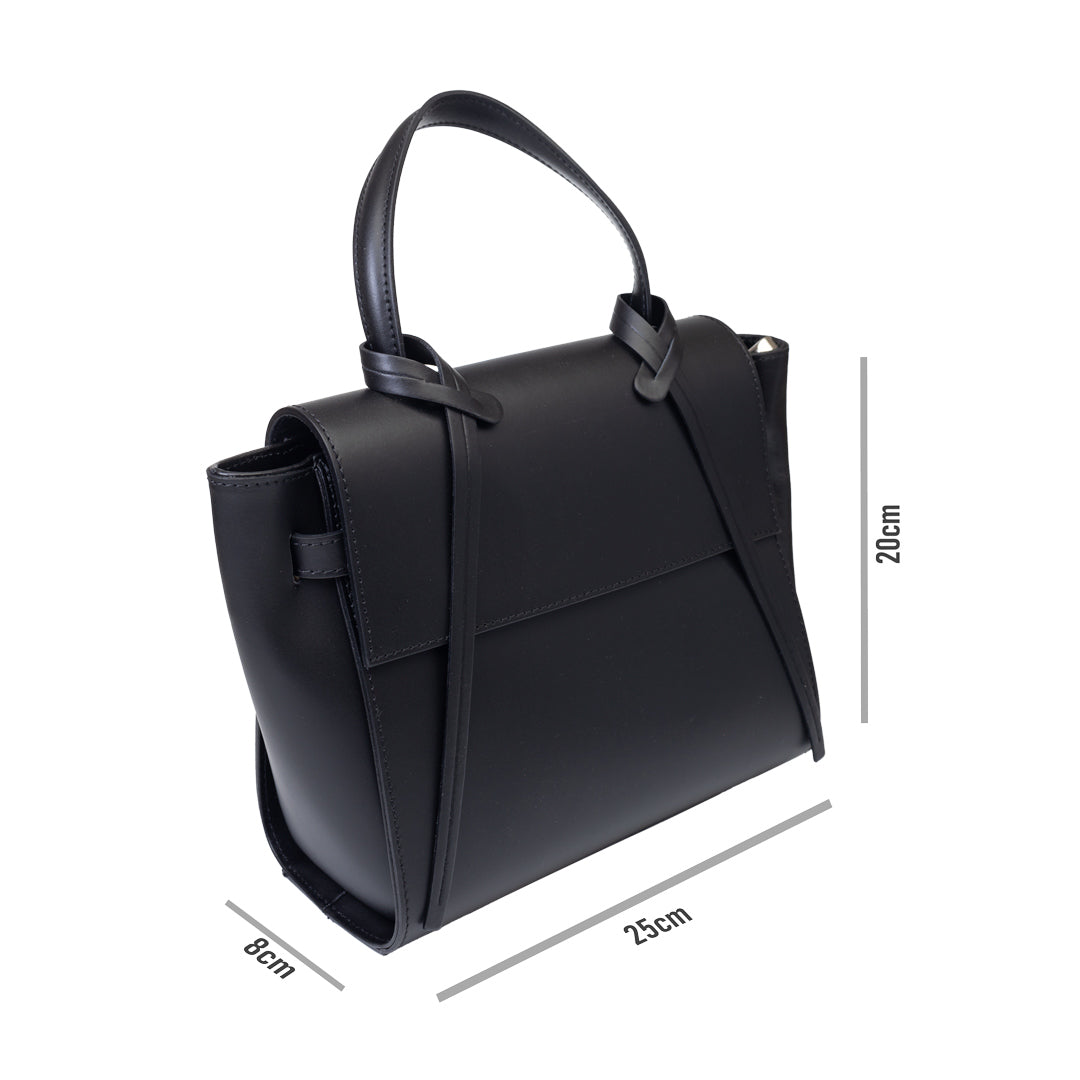 Damenhandtasche aus echtem Leder Schwarz Erika
