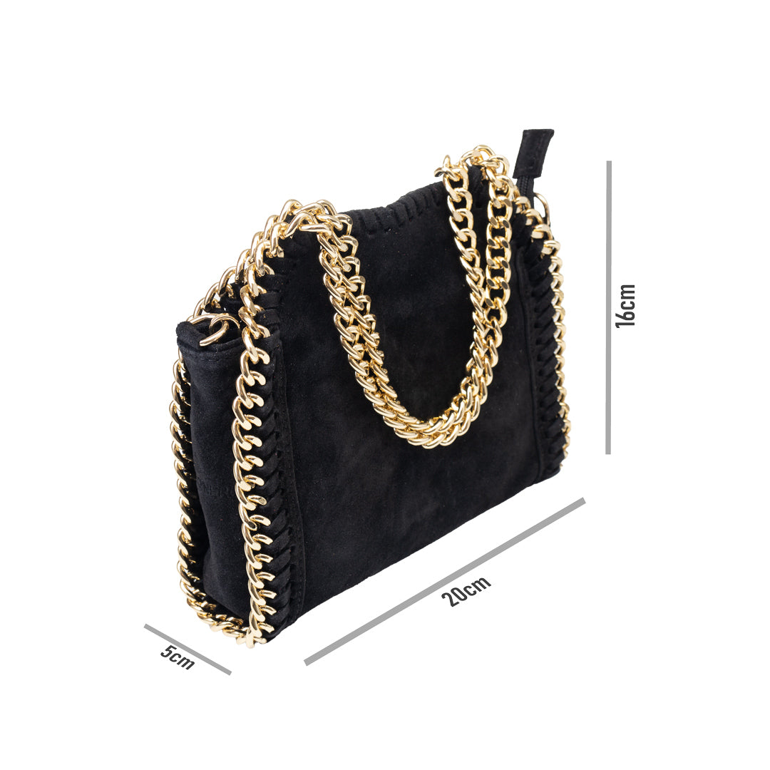 Damenhandtasche aus echtem Leder schwarz Ilona