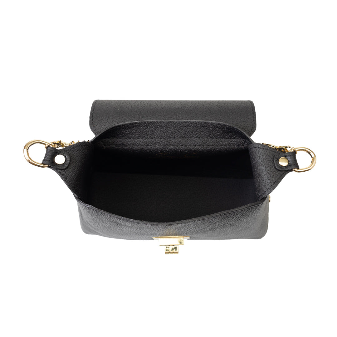 Damenhandtasche aus echtem Leder, schwarz, Raisa