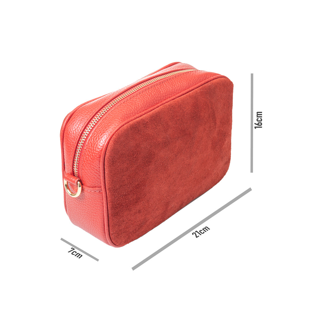 Damenhandtasche aus echtem Leder, Rot, Ancuta