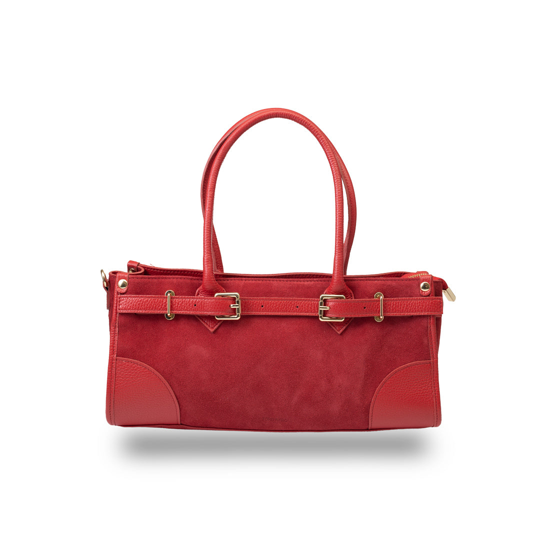 Damenhandtasche aus echtem Leder, rot, Evelin