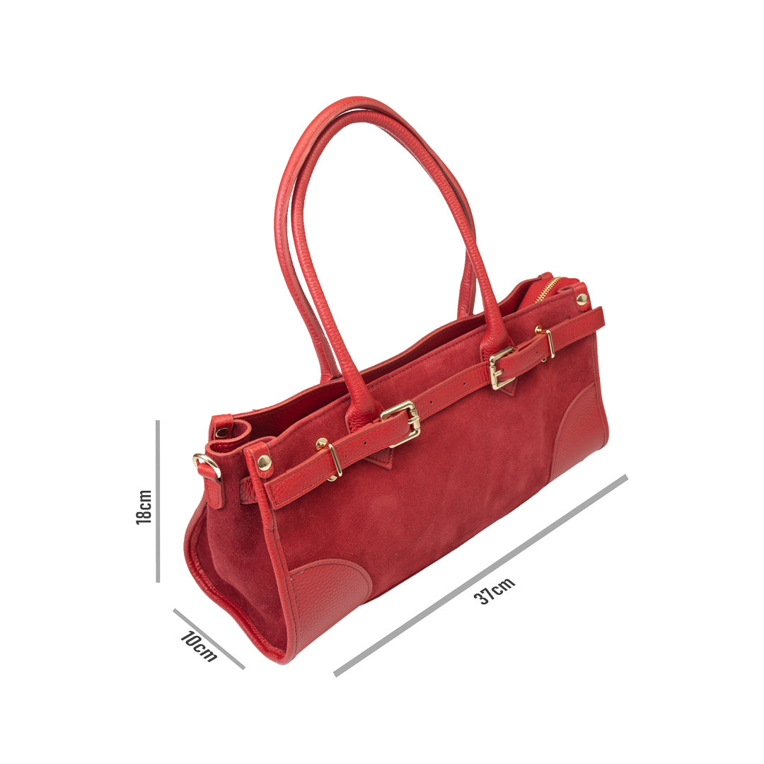 Damenhandtasche aus echtem Leder, rot, Evelin