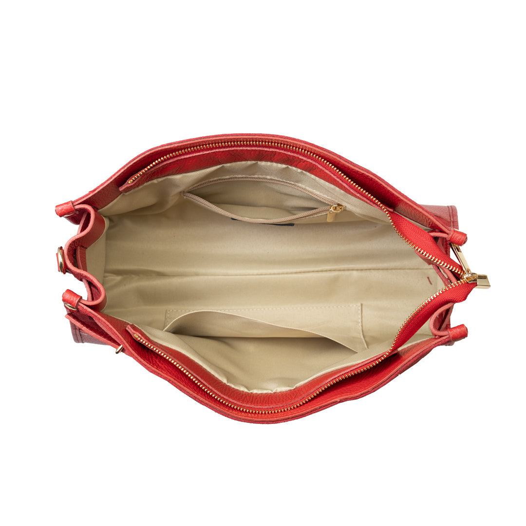 Damenhandtasche aus echtem Leder, rot, Evelin