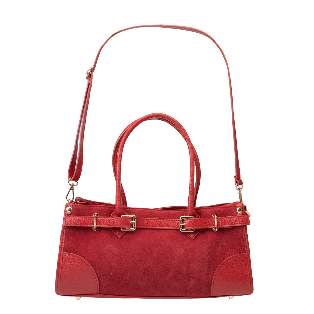 Damenhandtasche aus echtem Leder, rot, Evelin