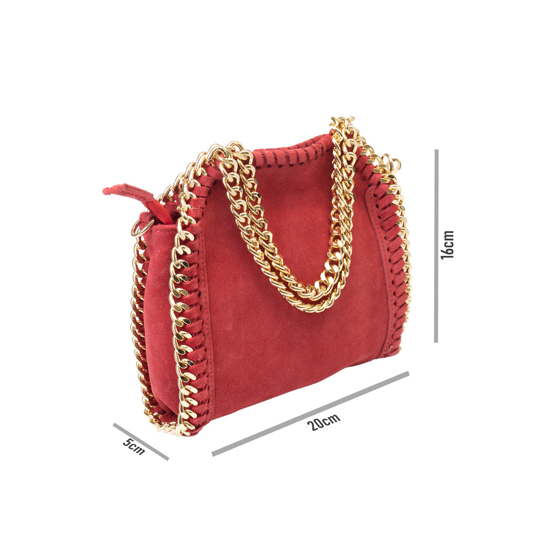 Bolso de piel natural rojo Ilona para mujer