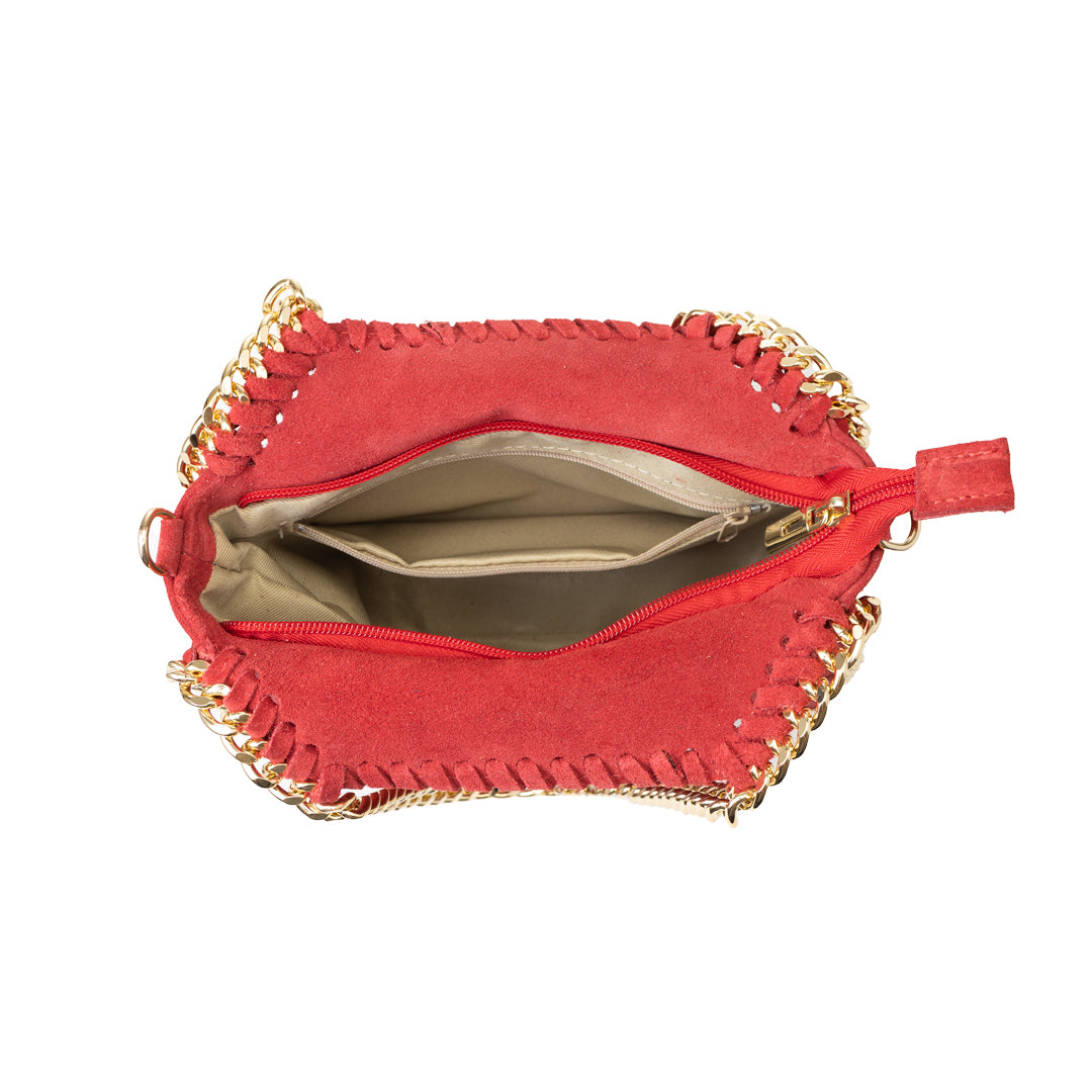 Damenhandtasche aus echtem Leder, rot Ilona