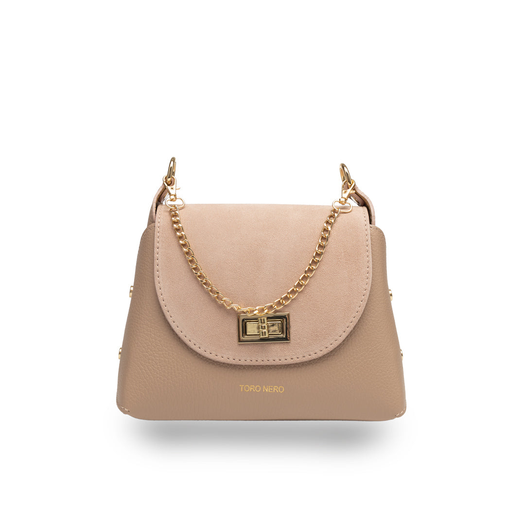 Bolso de mujer de ante natural, rosa palo Raisa