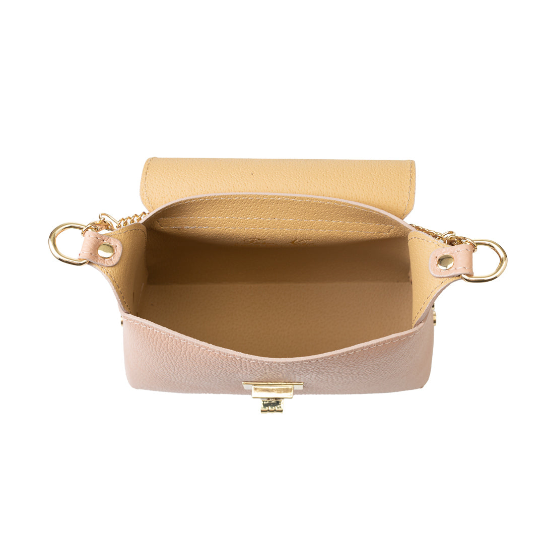 Damenhandtasche aus hellrosa Echtleder Raisa