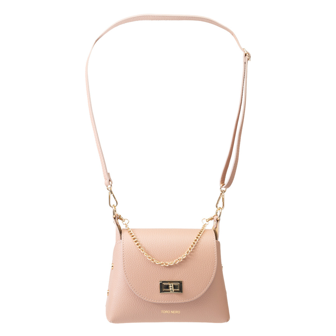 Damenhandtasche aus hellrosa Echtleder Raisa