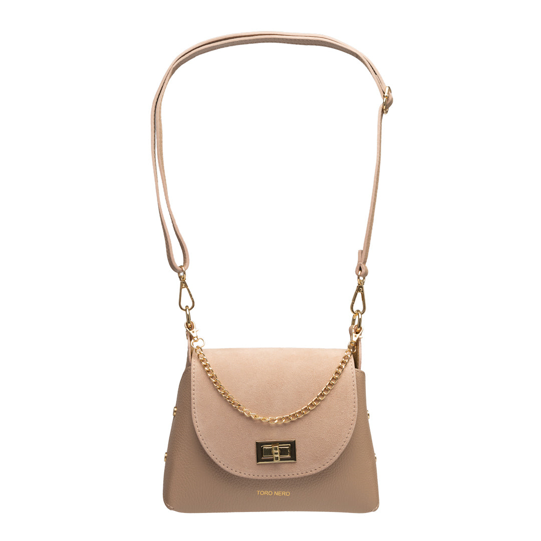 Bolso de mujer de ante natural, rosa palo Raisa