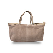 Damenhandtasche aus taupefarbenem Wildleder Bianca