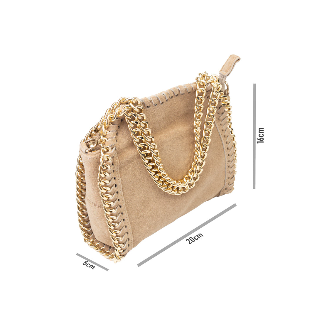 Bolso de mujer de piel natural taupe Ilona