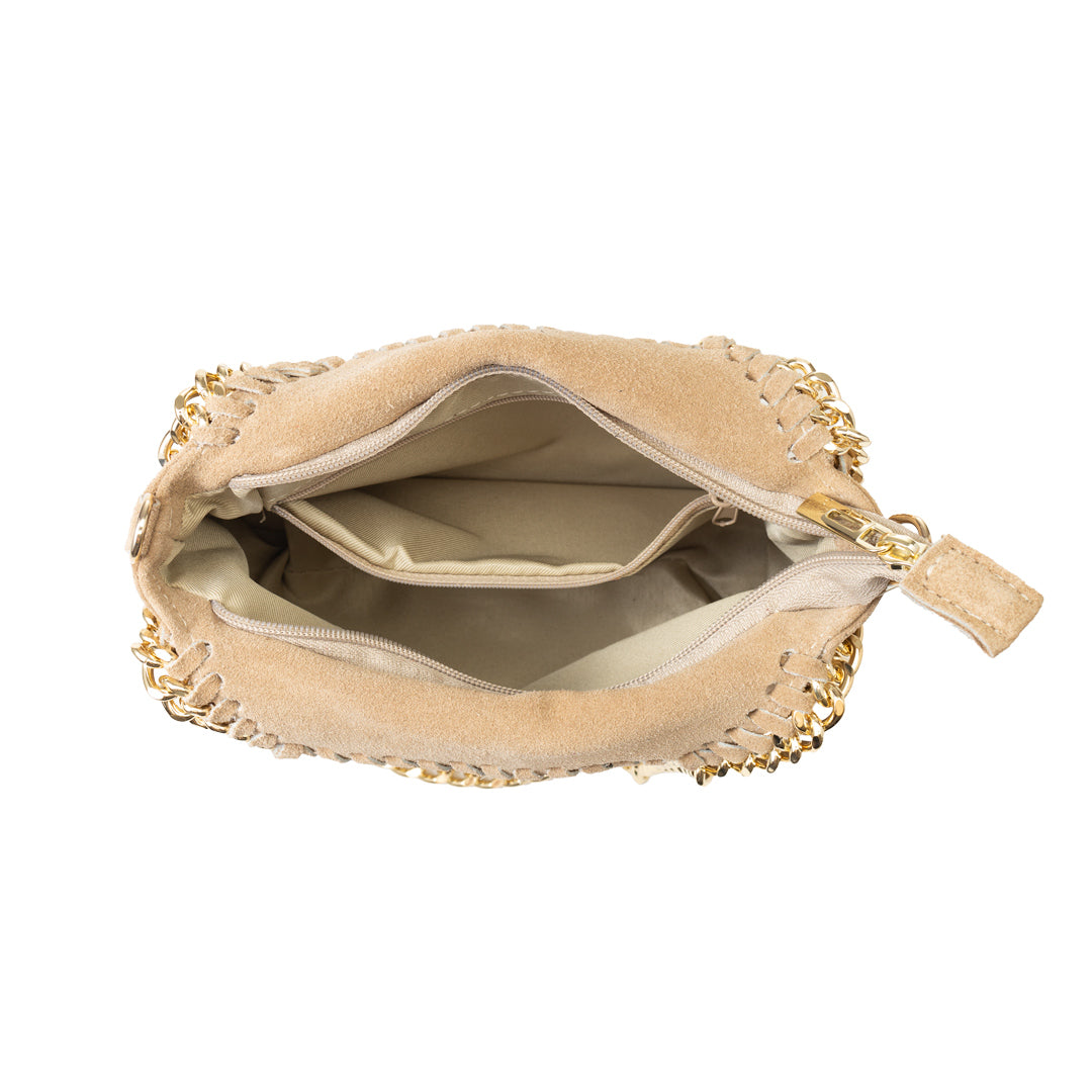 Damenhandtasche aus echtem Leder Taupe Ilona