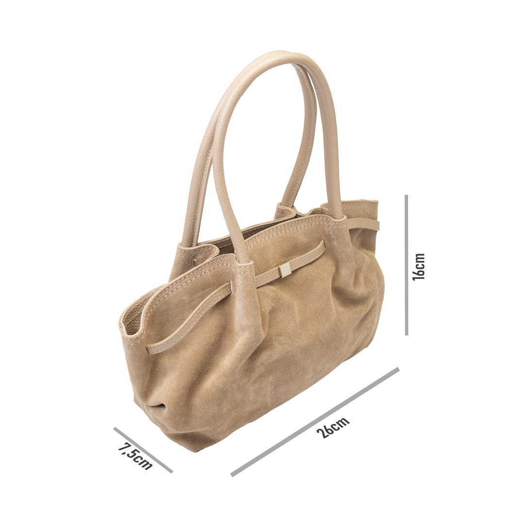 Bolso de mujer de piel genuina topo claro Elena
