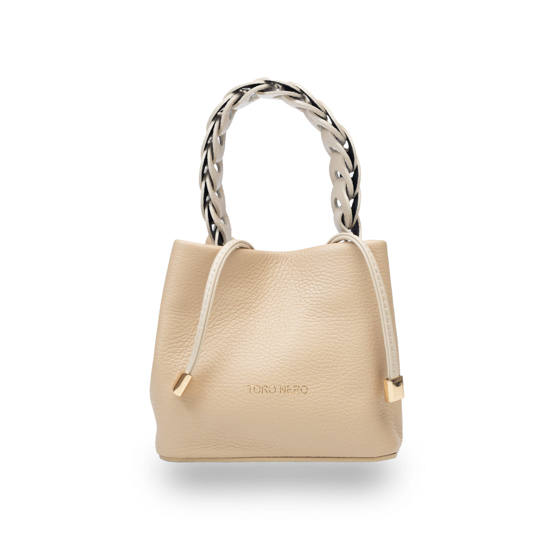 Geanta dama din piele naturala taupe deschis Irina