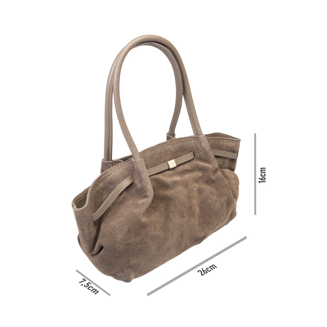 Bolso de mujer de piel natural topo oscuro Elena