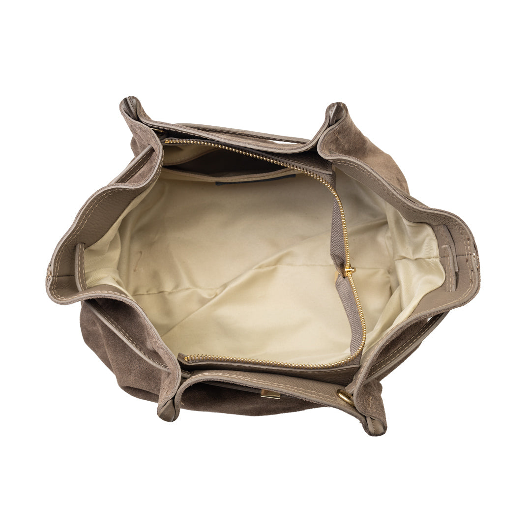 Bolso de mujer de piel natural topo oscuro Elena
