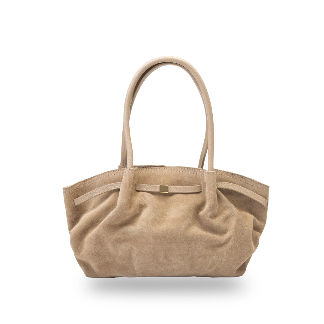 Bolso de mujer de piel genuina topo claro Elena