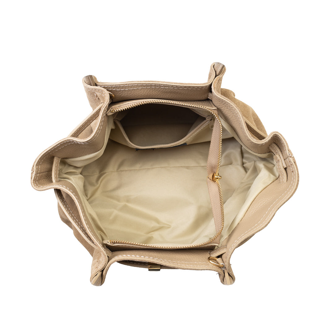 Bolso de mujer de piel genuina topo claro Elena