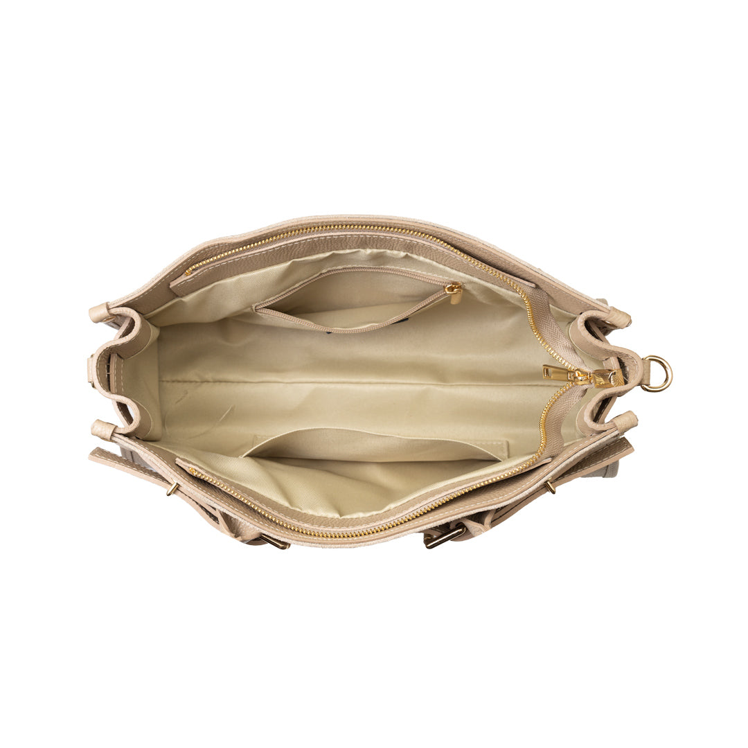 Bolso de mujer de piel natural topo claro Evelin