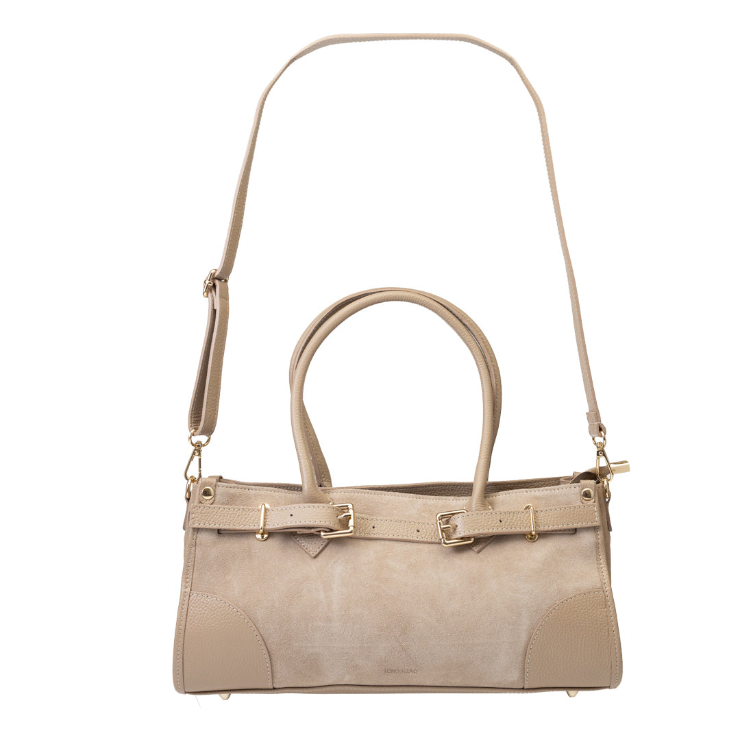 Bolso de mujer de piel natural topo claro Evelin