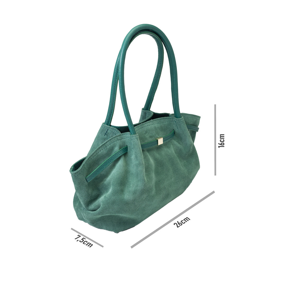 Geantă damă din piele naturala verde Elena