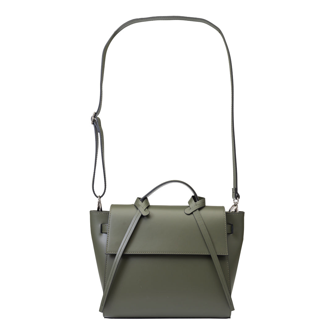 Bolso de mujer de piel natural verde militar Erika