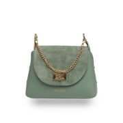 Borsa da donna in pelle scamosciata naturale, verde salvia Raisa