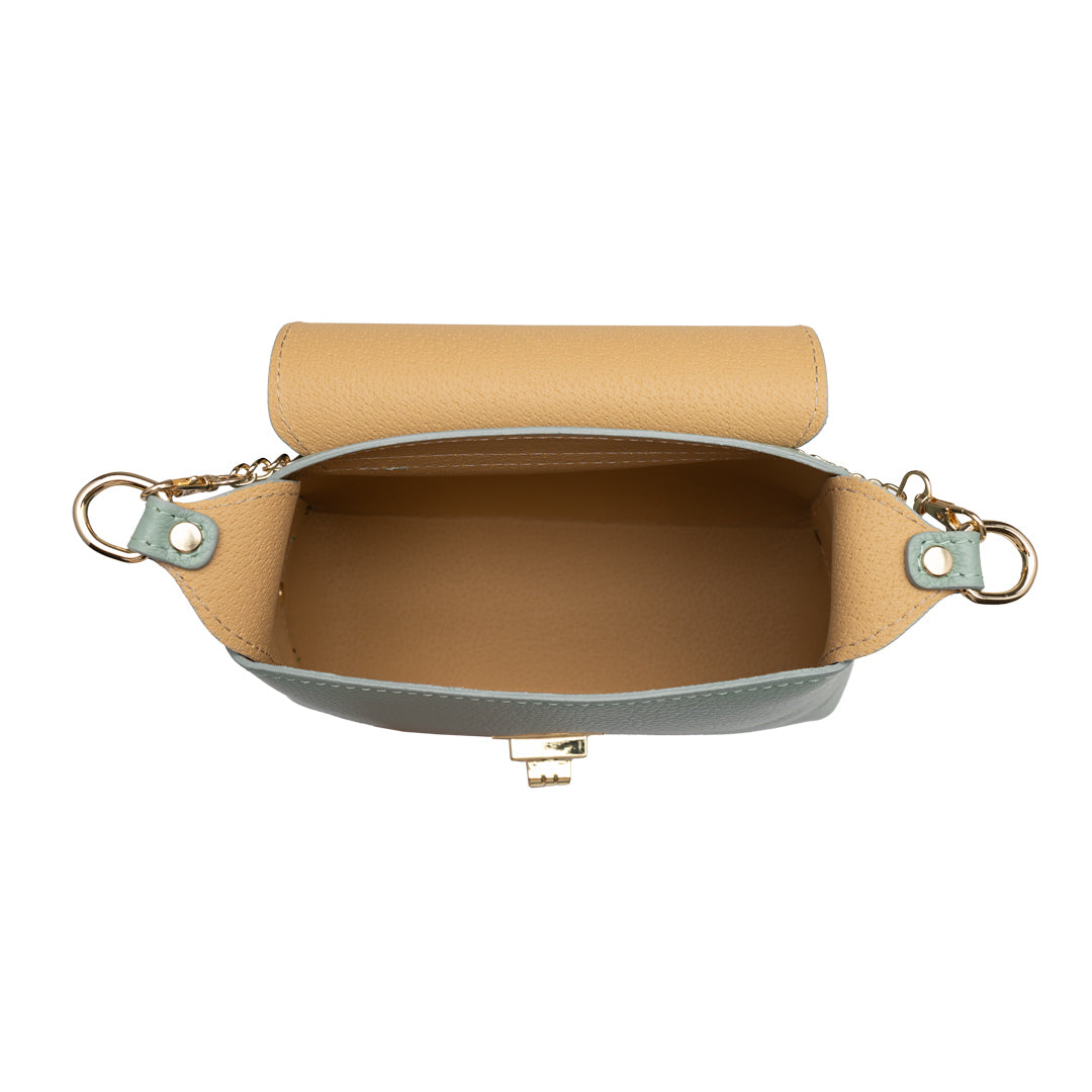 Borsa da donna in pelle scamosciata naturale, verde salvia Raisa