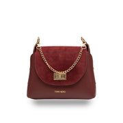 Bolso de mujer de piel serraje natural, burdeos Raisa
