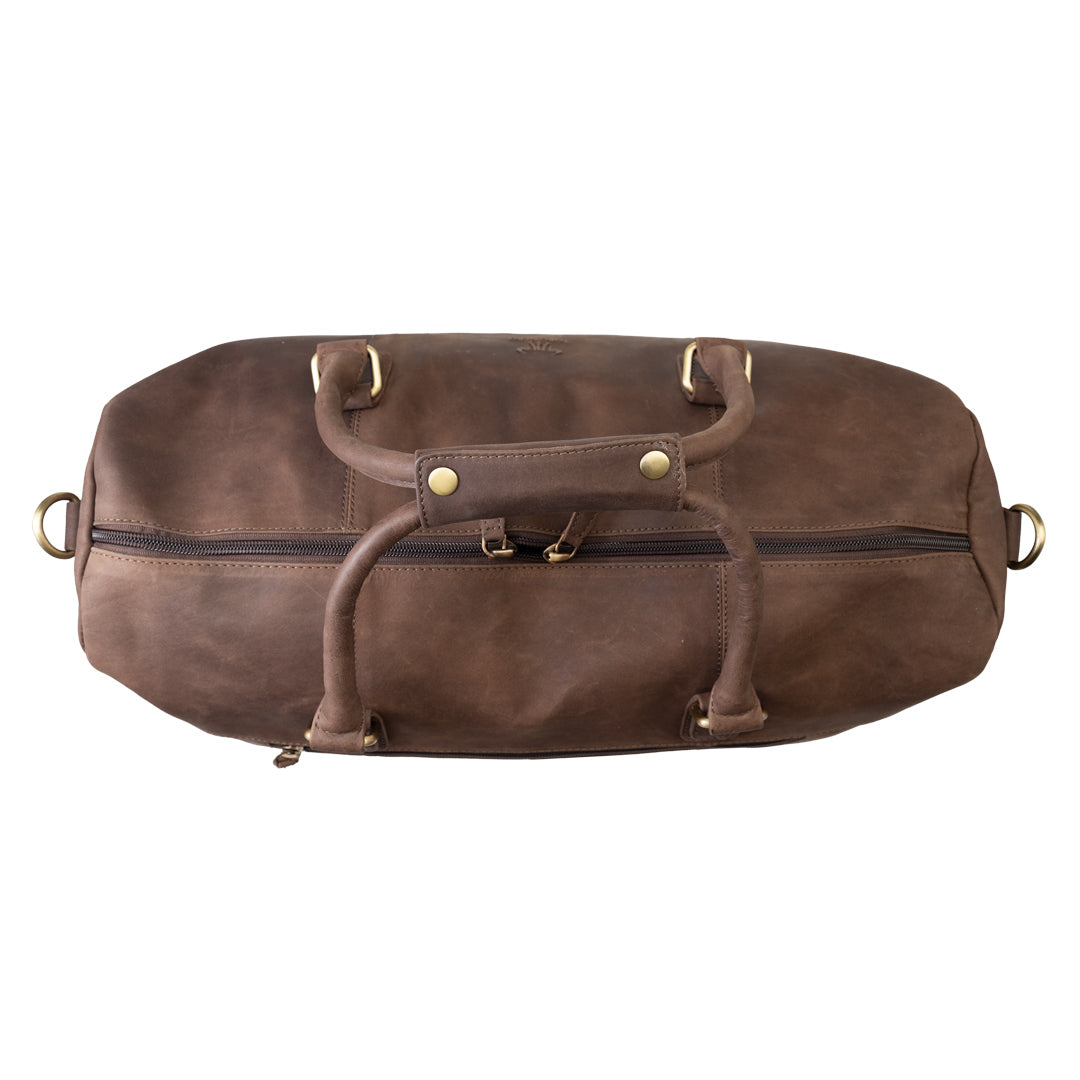 Geanta de voiaj/fitness din piele naturala maro inchis Travel Bag