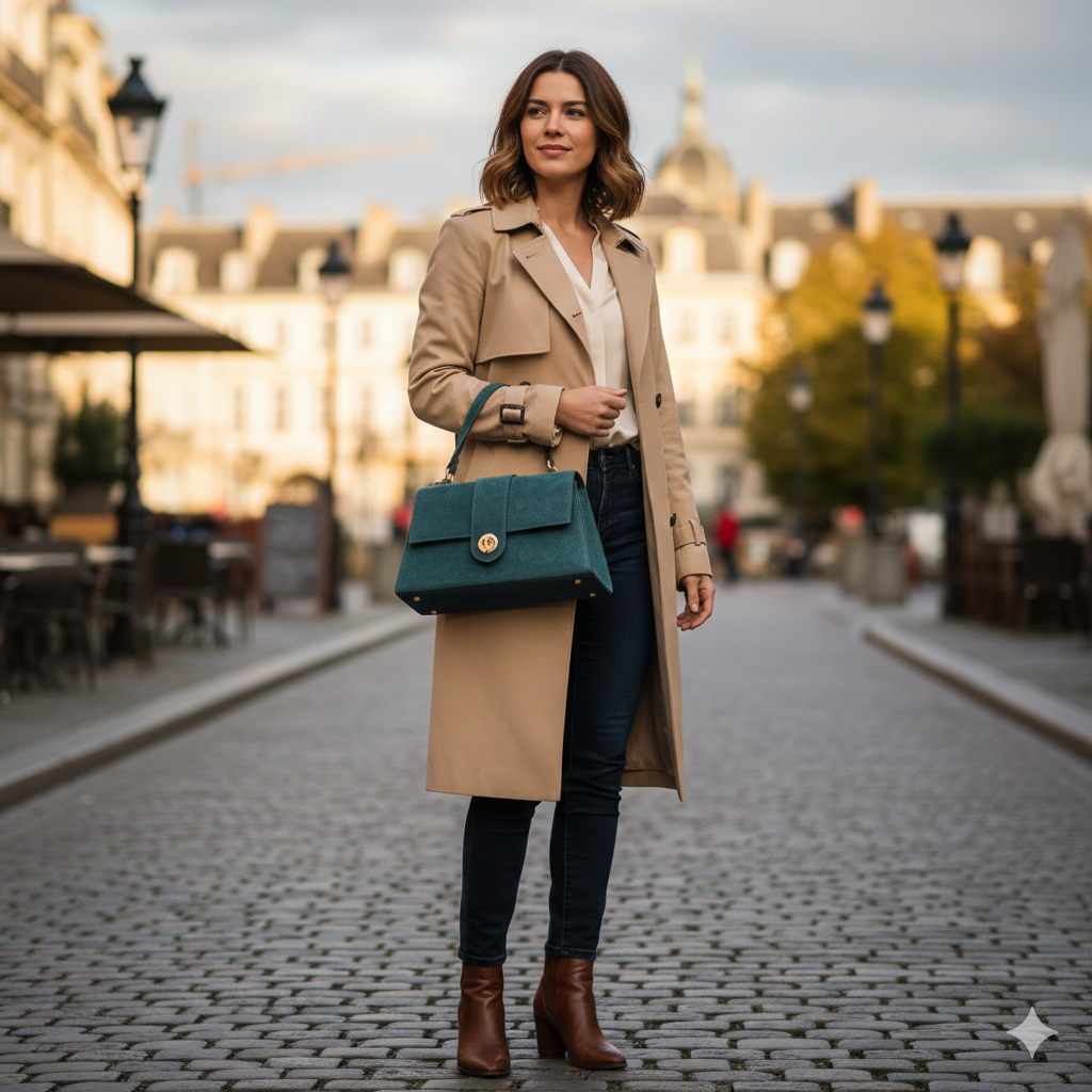 Damenhandtasche aus echtem Leder in Verona-Grün