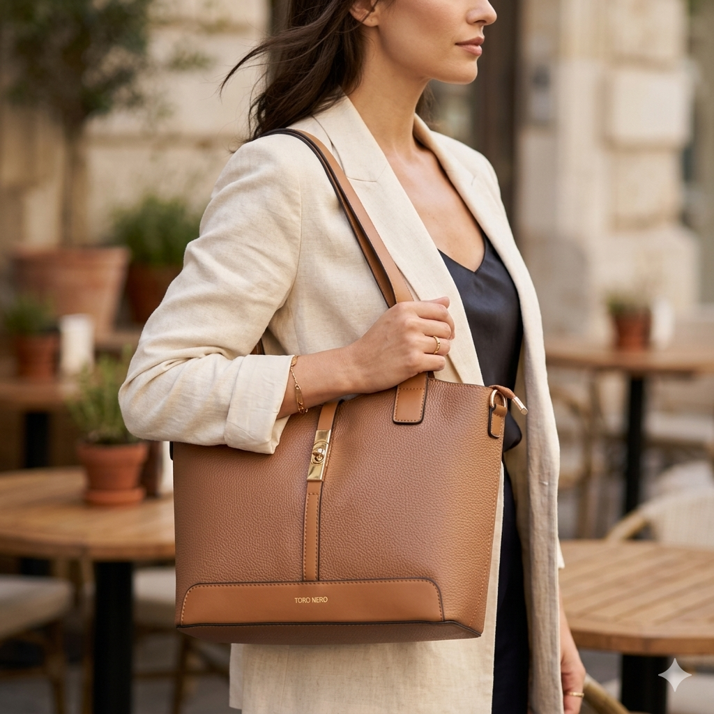 Bolso de mujer de cuero natural marrón Sorina