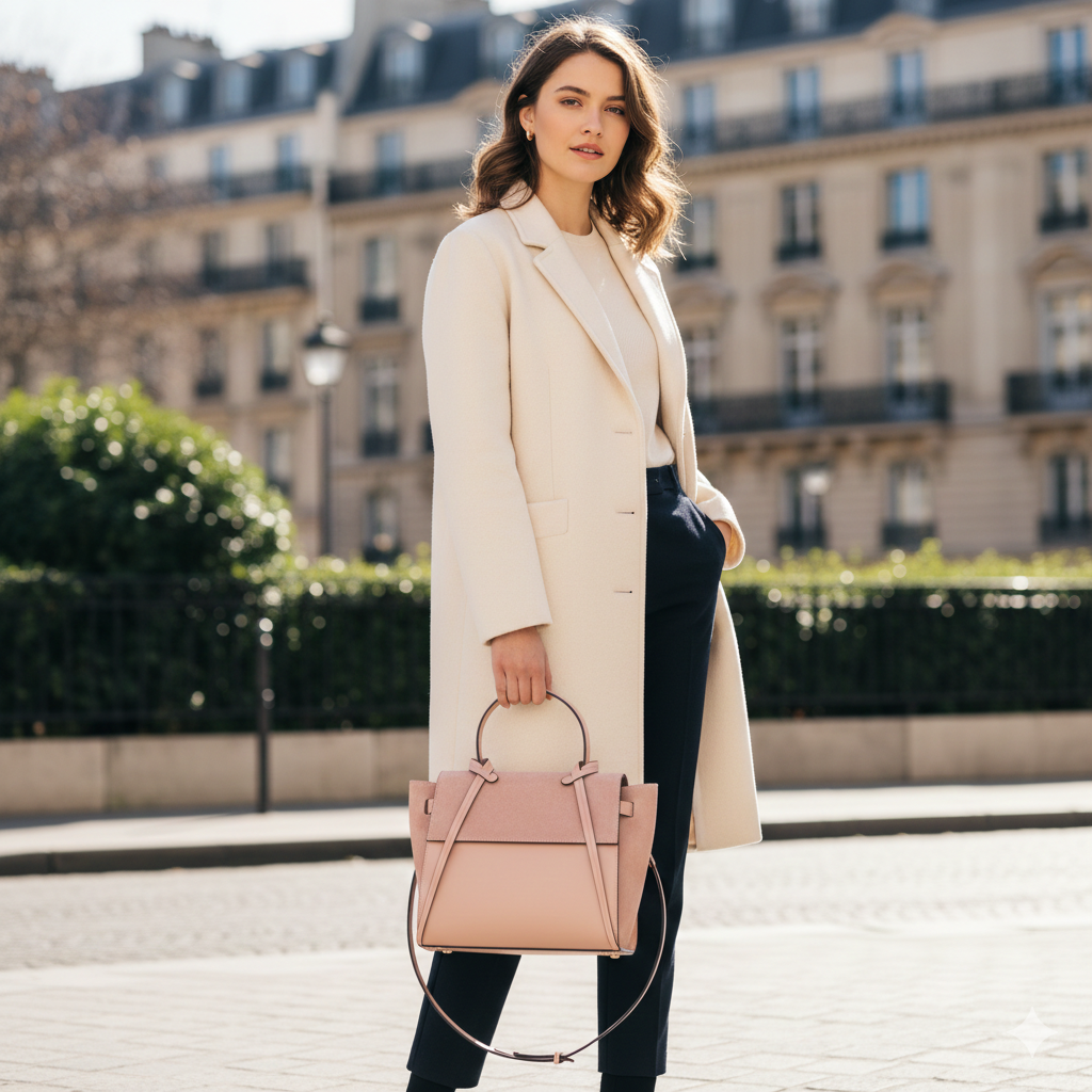 Bolso de mujer de piel de ante natural rosa Erika