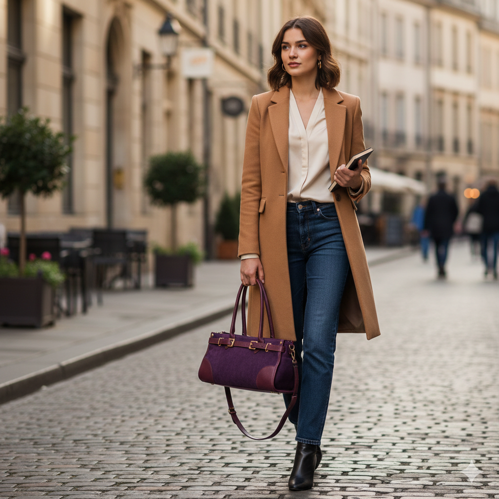 Borsa da donna in vera pelle bordeaux Evelin