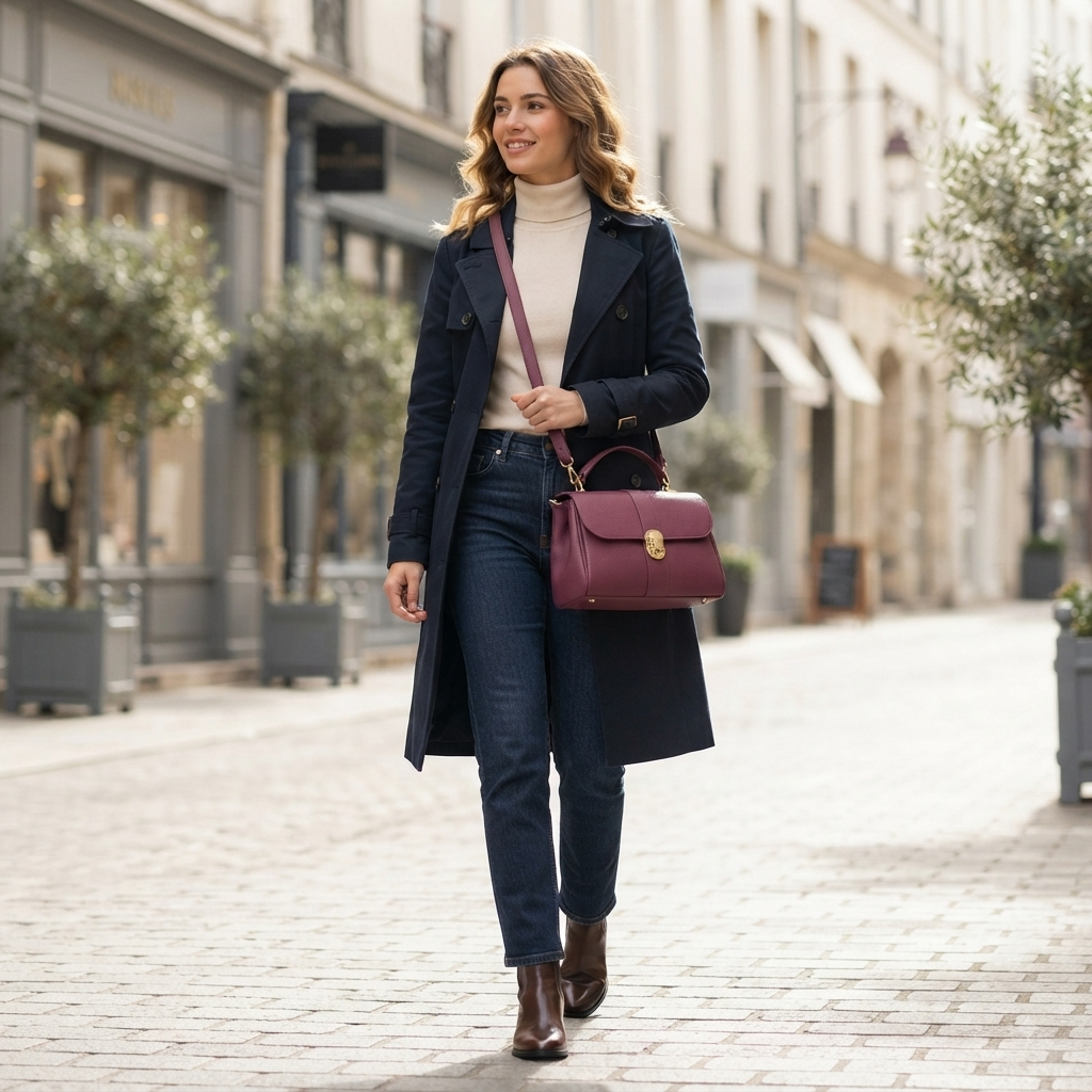 Geanta dama din piele naturala bordo Beatrice