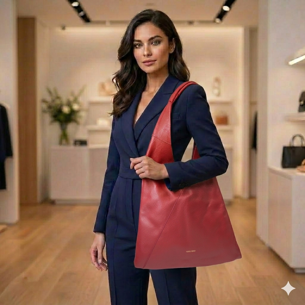 Damenhandtasche aus echtem bordeauxrotem Leder Camelia