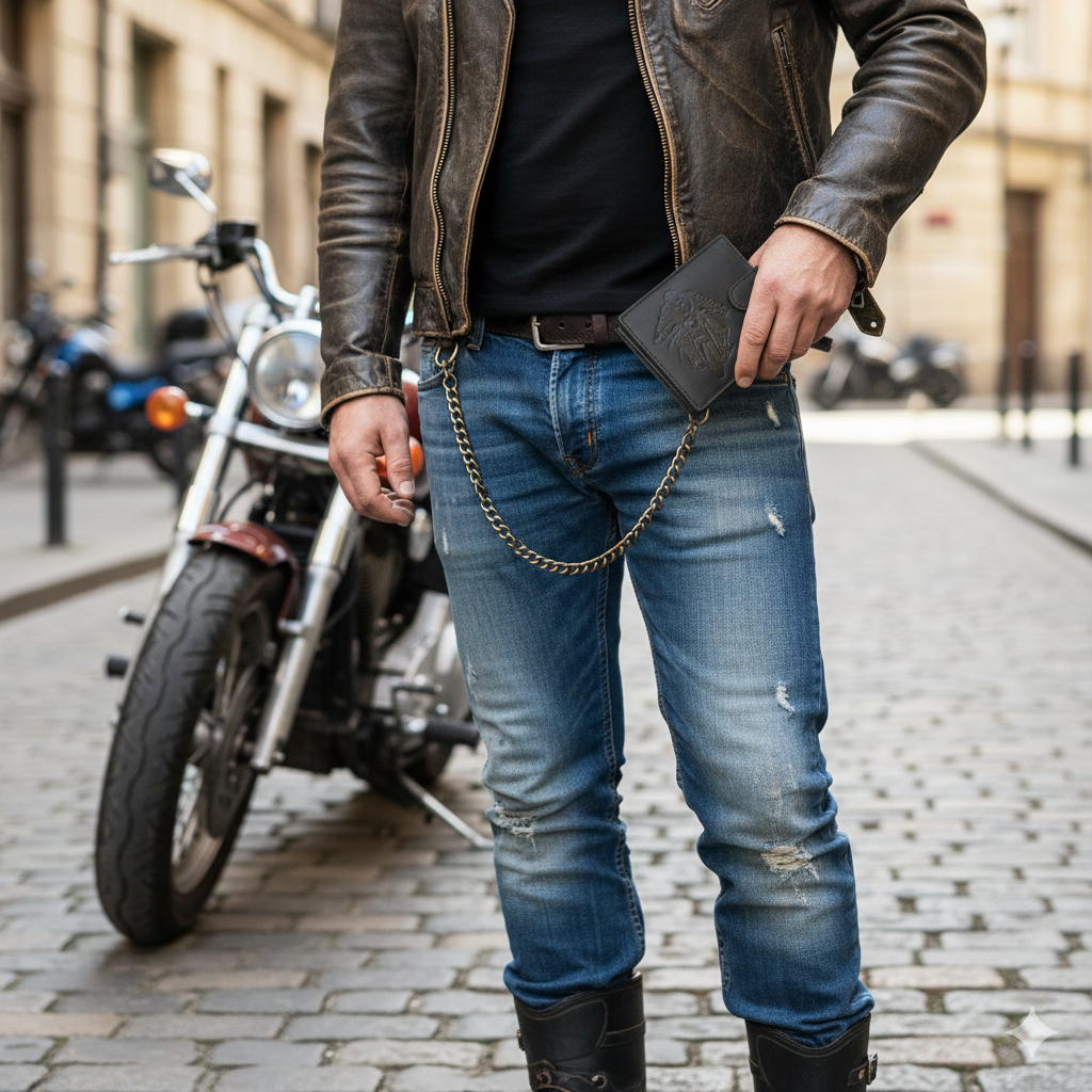 Pánska peňaženka z pravej čiernej kože Motorbike